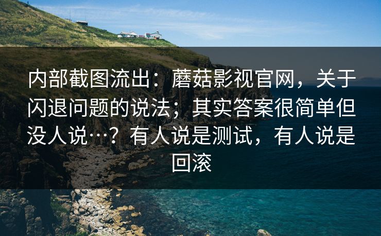 内部截图流出：蘑菇影视官网，关于闪退问题的说法；其实答案很简单但没人说…？有人说是测试，有人说是回滚